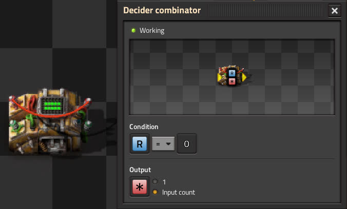 Counter circuit with Decider combinator