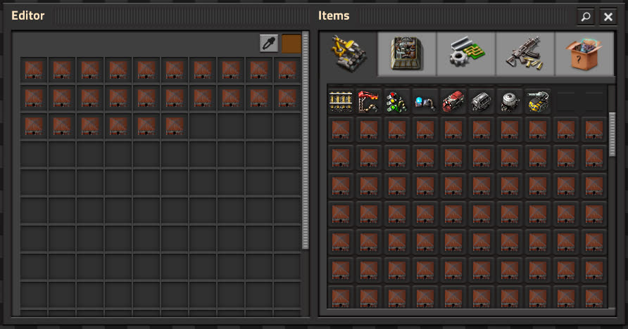 This workaround is clearly visible on the right when opening the Factorio editor, where each of these items are shown individually.