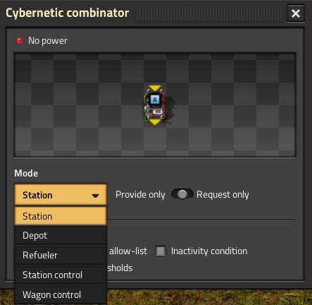 Cybernetic Combinator showing different modes